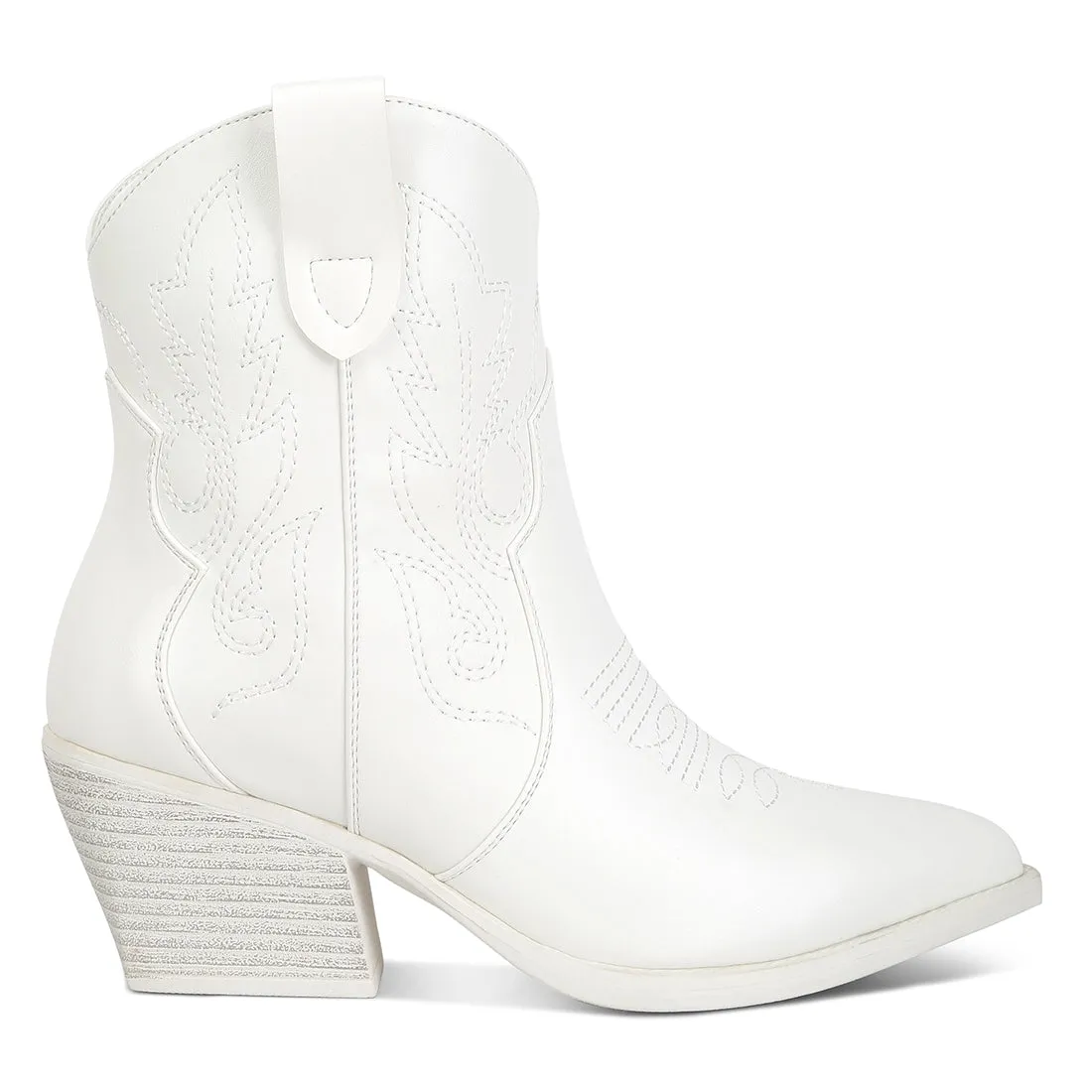 Ankle Length Block Heel Cowboy Boots