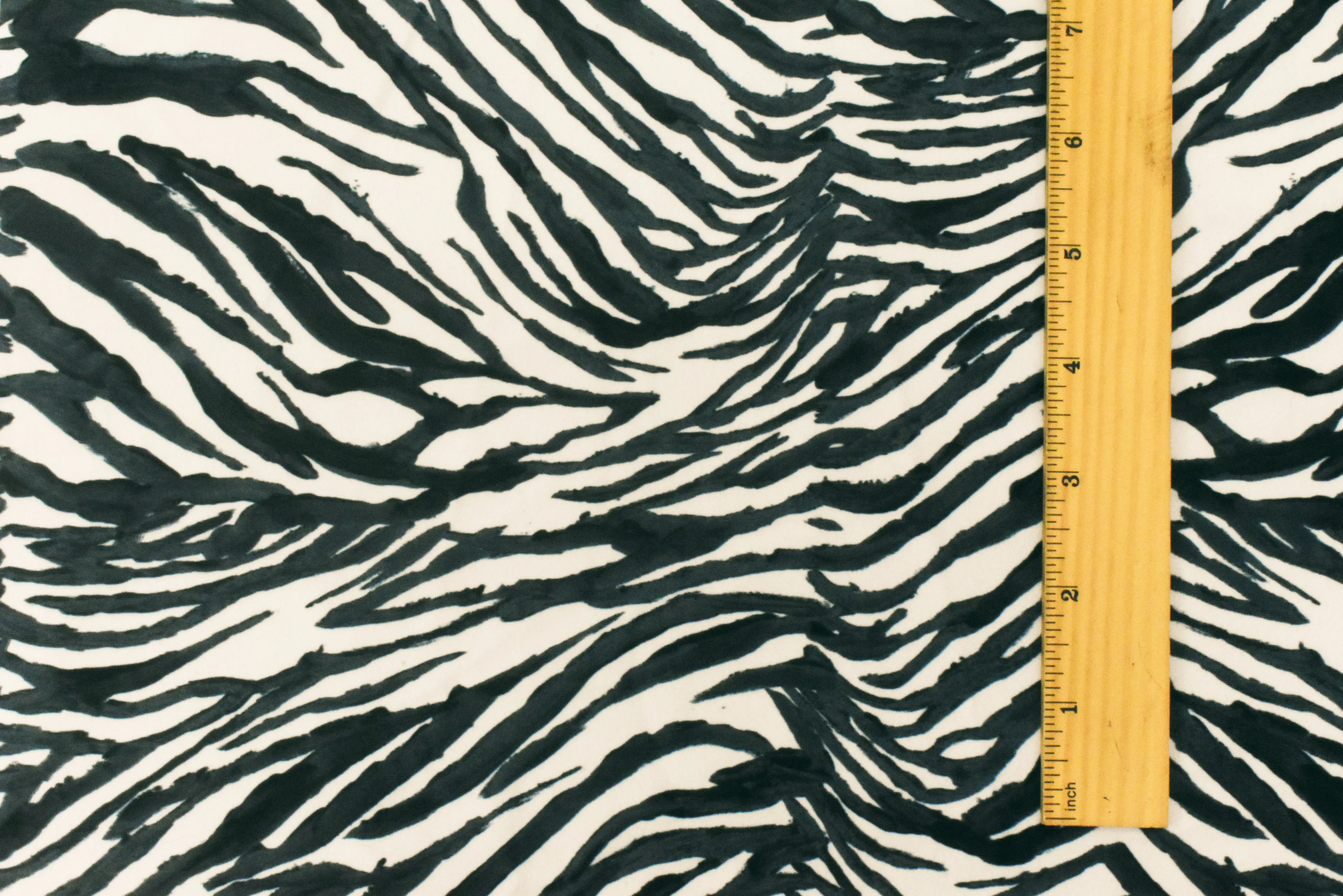 Beige-Black Zebra Art Printed Stretch Poly Tricot Knit Swimwear Fabric