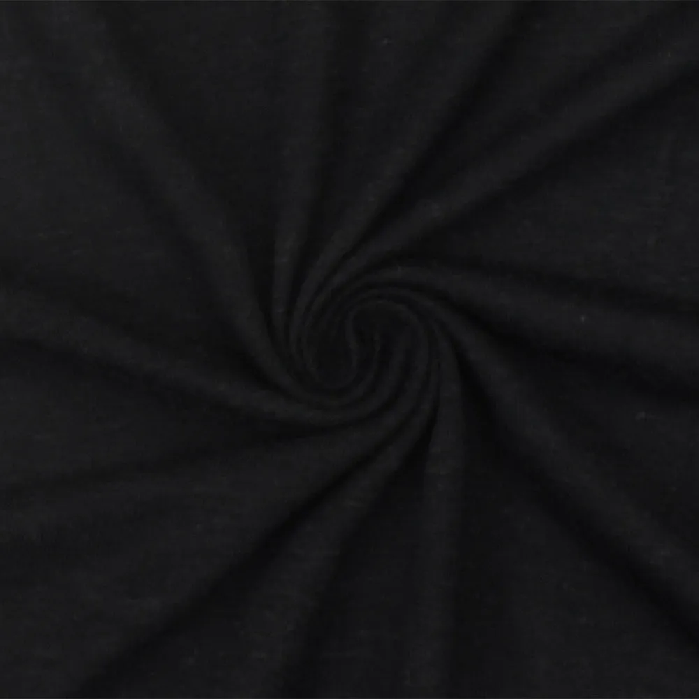 Black Slub Stretch Spandex Cotton Jersey Knit Fabric