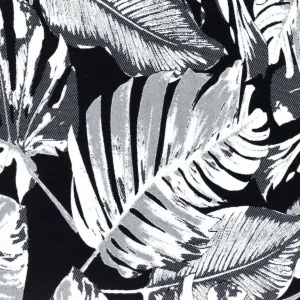 Black-White Famous Maker Tropical Leaf Jacquard Stretch Activewear Fabric
