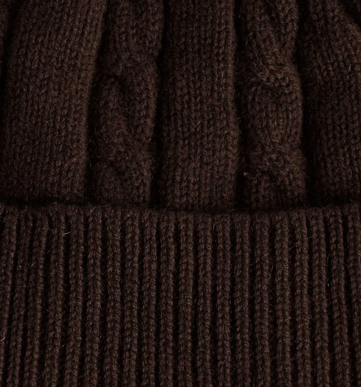 Brown Cable Knit Cashmere Beanie