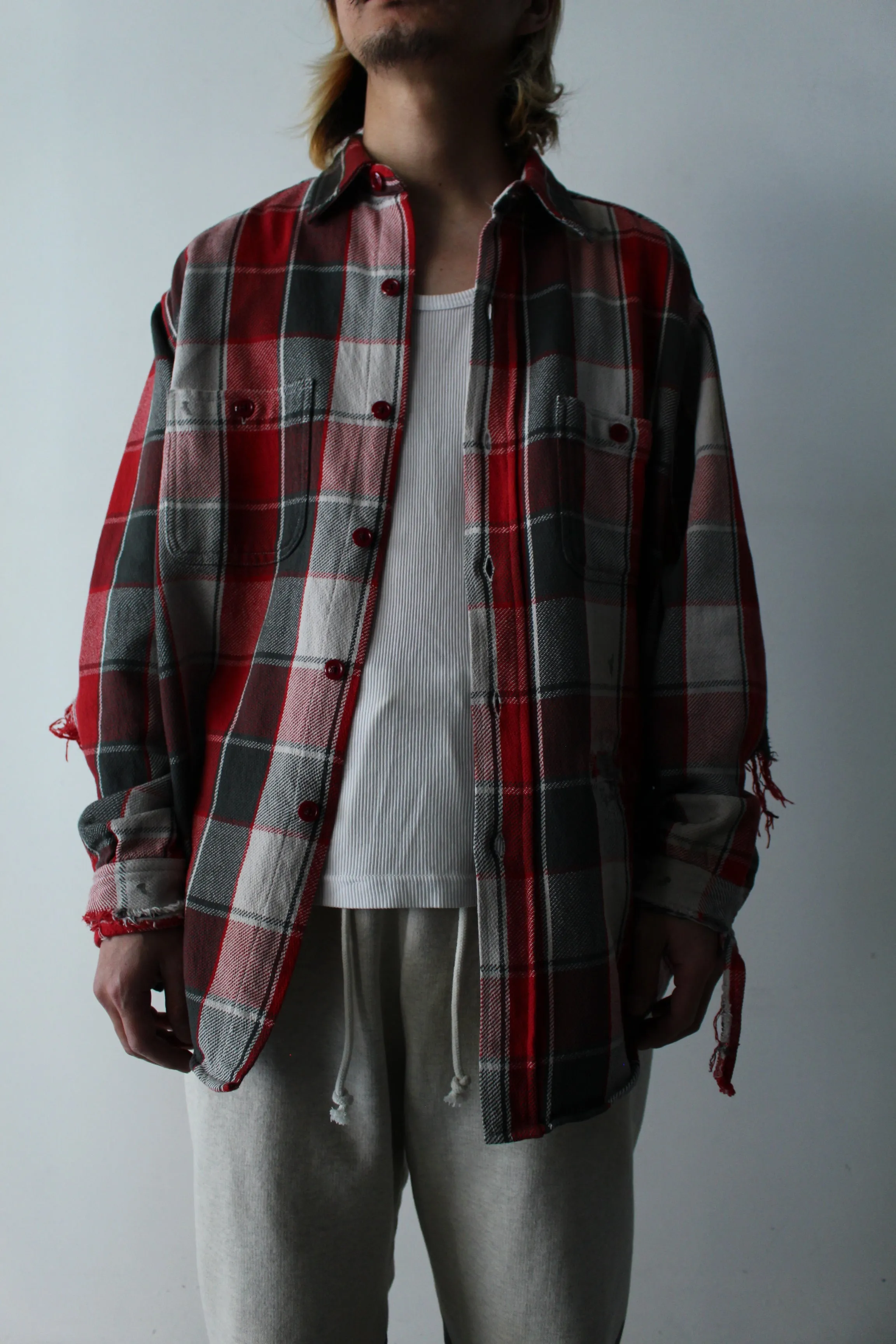 【C30 5th ANNIVERSARY ITEM】5th ANNIV. REPAIR AGEING FLANNEL SHIRTS DUSTY