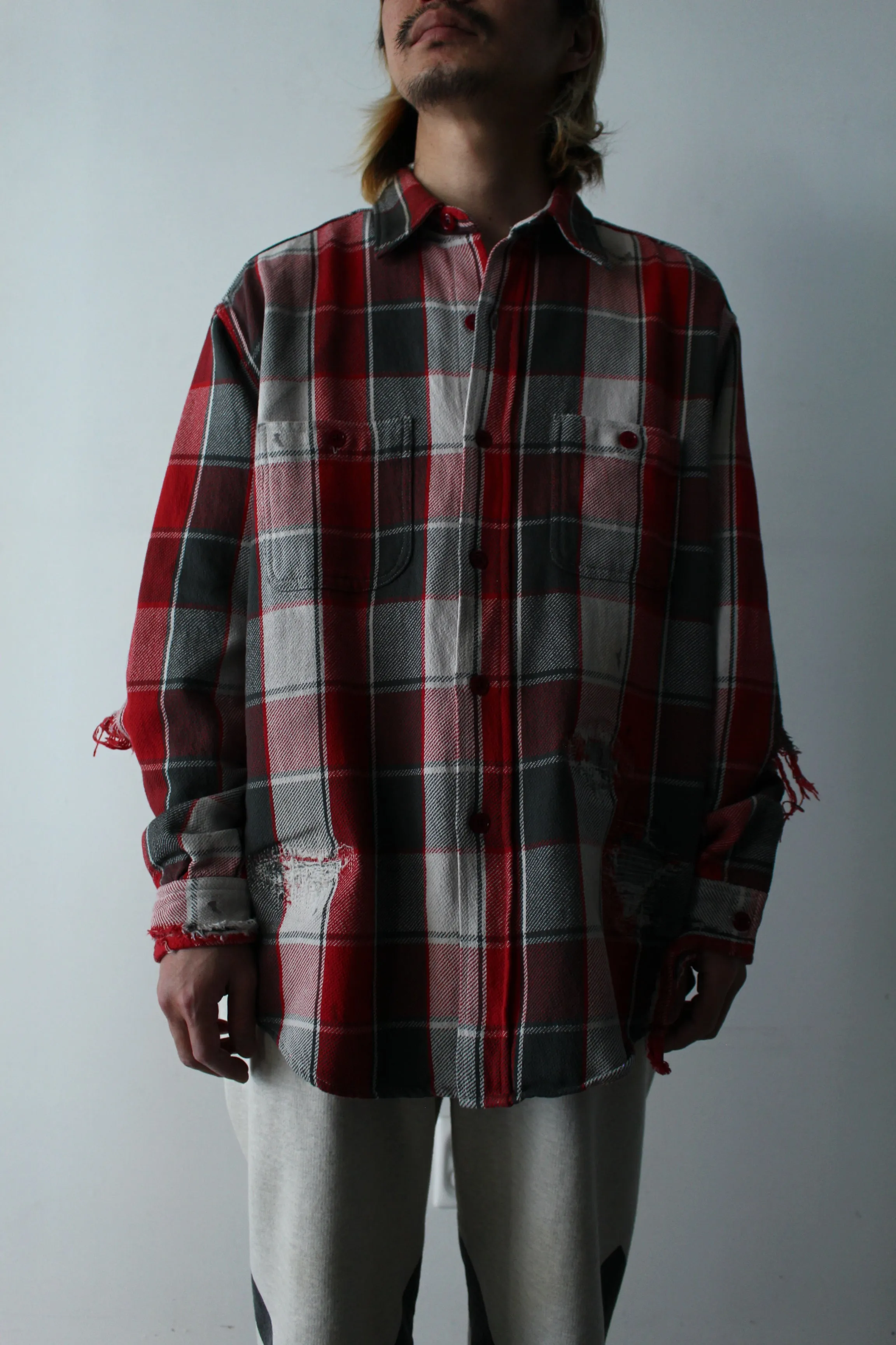 【C30 5th ANNIVERSARY ITEM】5th ANNIV. REPAIR AGEING FLANNEL SHIRTS DUSTY