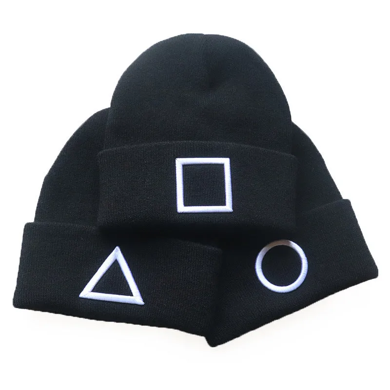 Geometric Embroidered Knit Beanies
