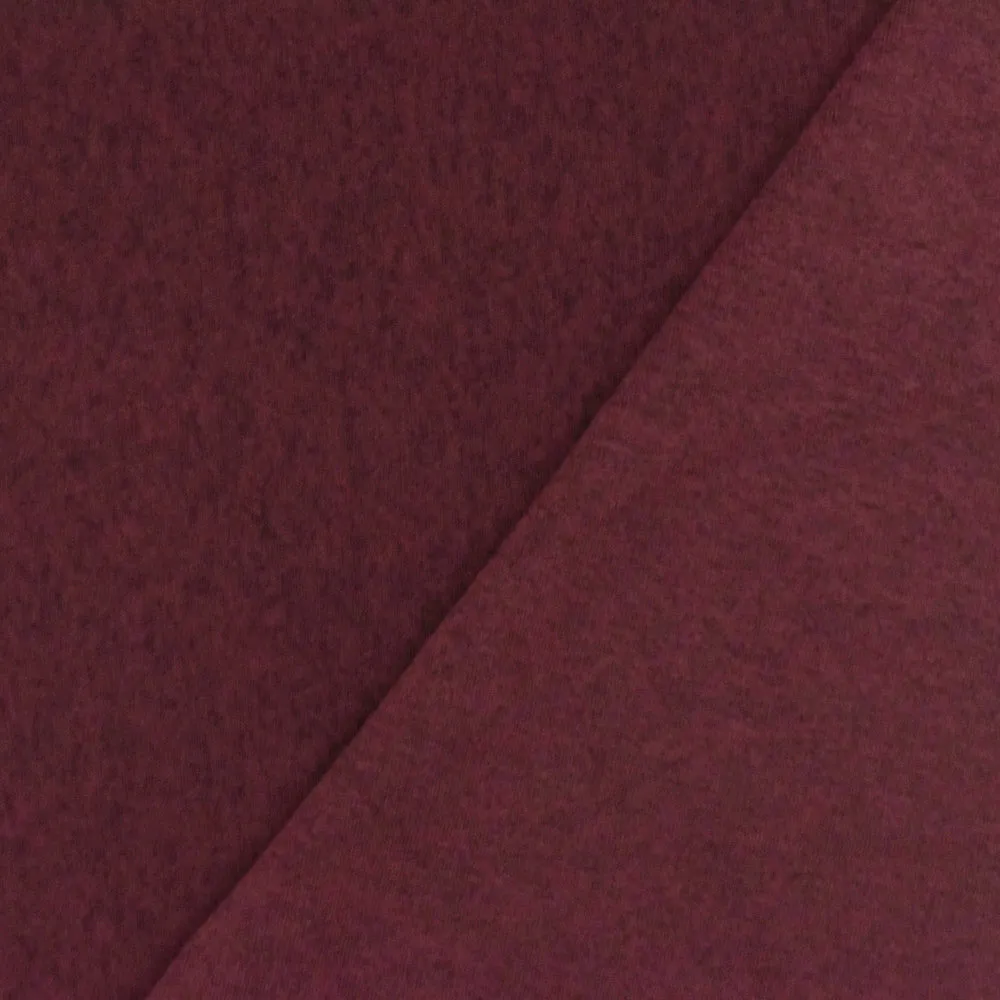 Heather Burgundy Red-Black Stretch Bushed Tricot Swimwear Knit Fabric
