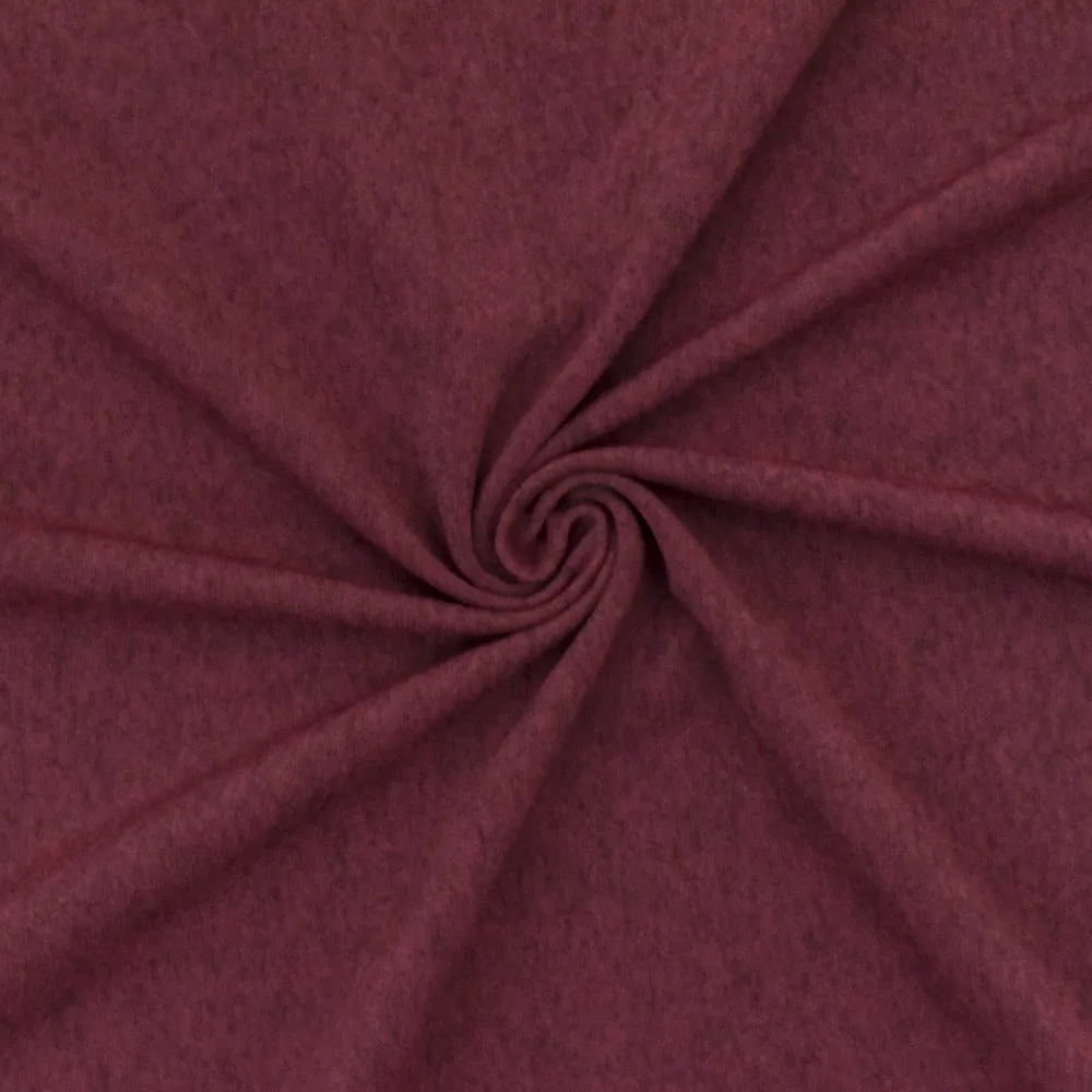 Heather Burgundy Red-Black Stretch Bushed Tricot Swimwear Knit Fabric