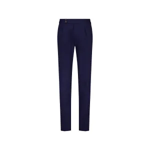 HENRY SARTORIAL Solbiati Cotton Pleated Trousers NAVY REG
