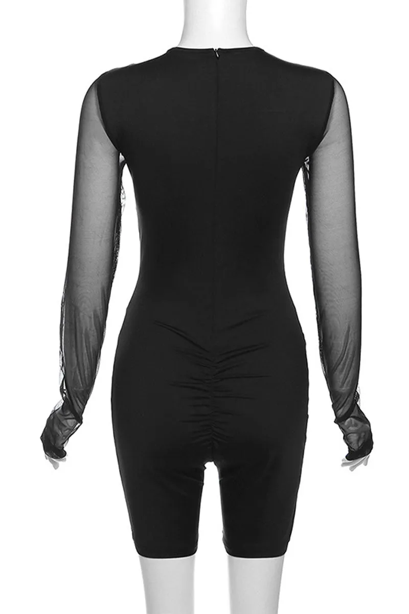 JF0015 Mesh Long Sleeve Rompers