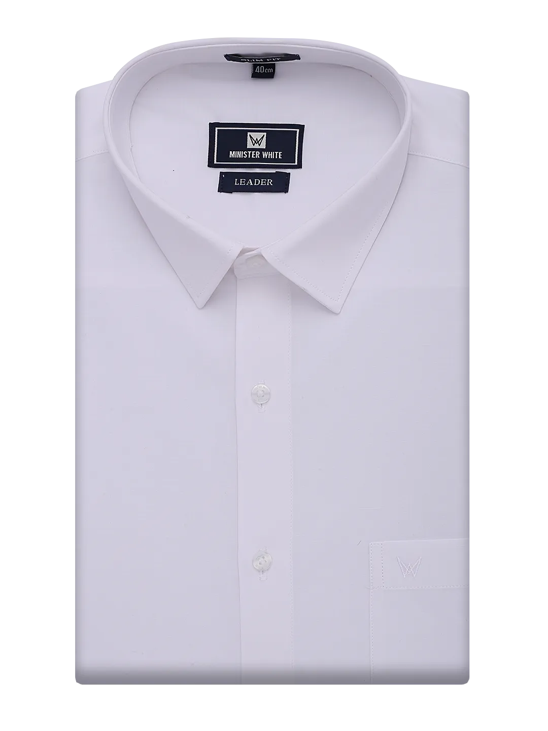 Mens Cotton Slim Fit White Shirt Cotton Leader