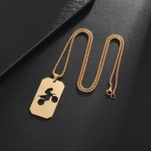 MotoCross Cut Out Pendant Gold Necklace MN0029
