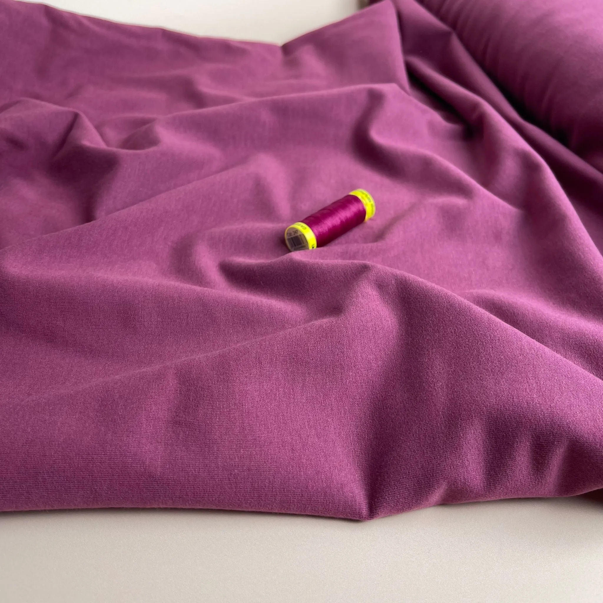 Peach Soft GOTS Organic Cotton Sweat-shirting in Plum
