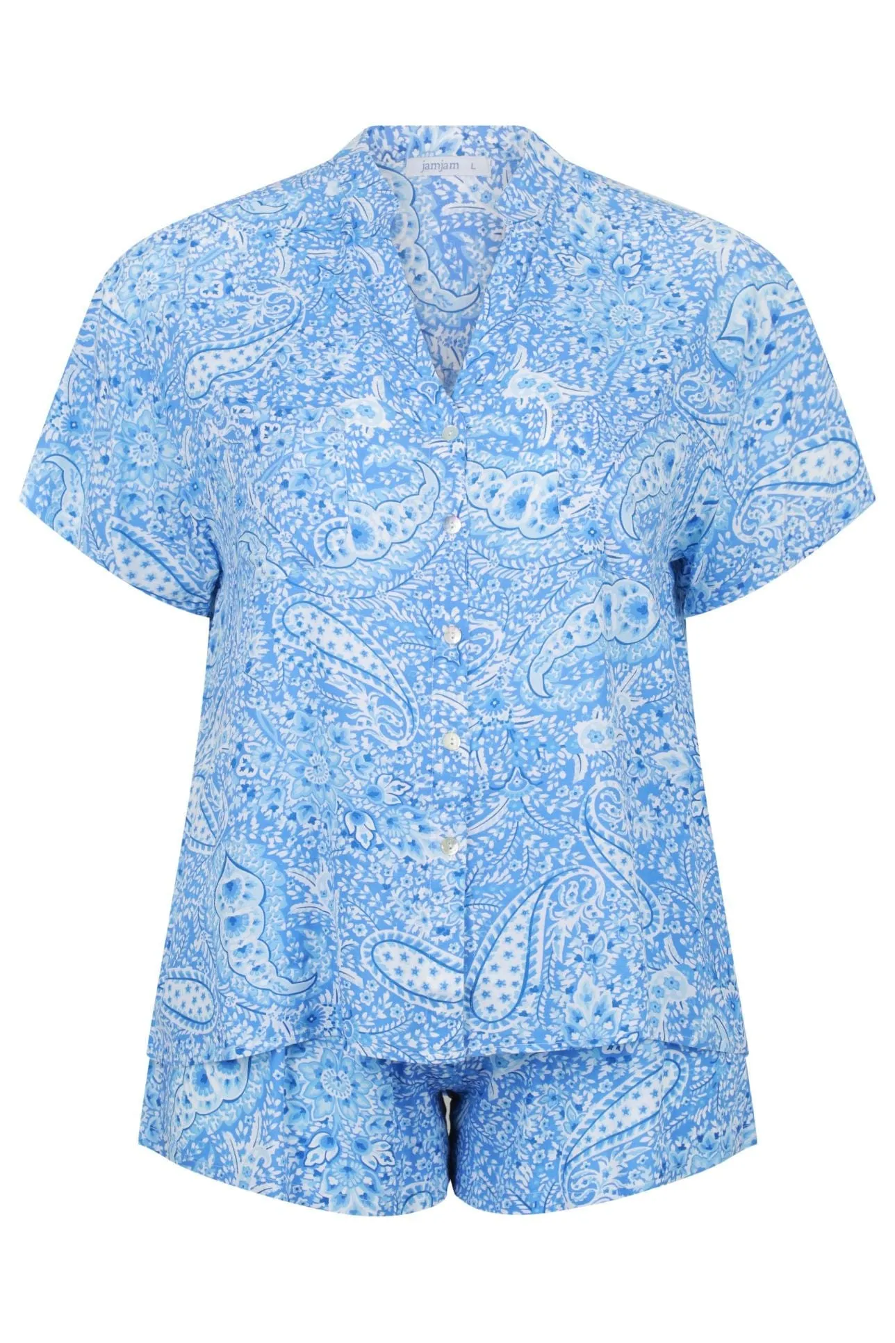 Short Resort Loungewear Set in Blue Paisley