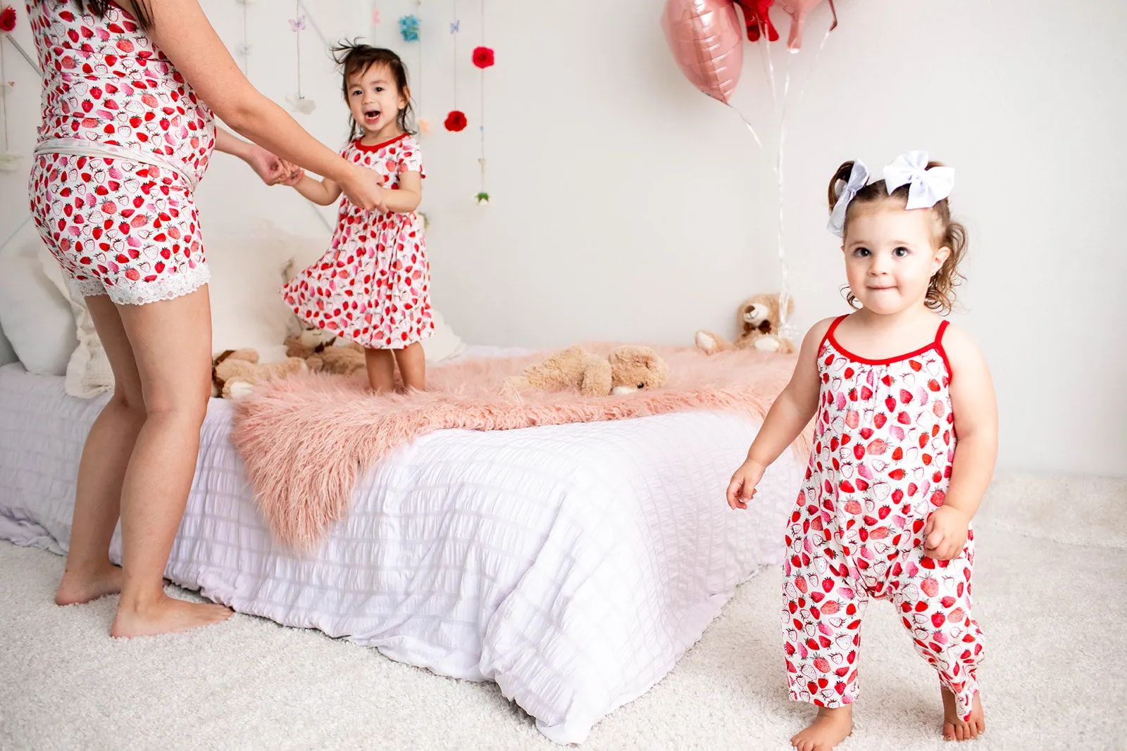 Strawberry Fields Mom Shorts set