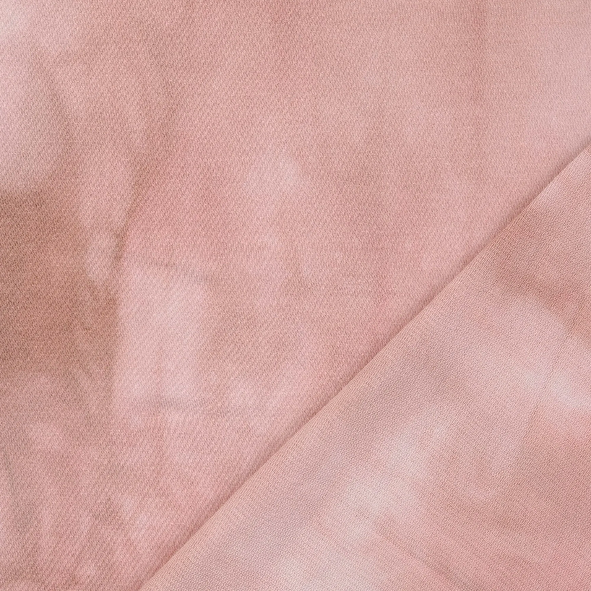 Tie Dye Old Rose Cotton French Terry Fabric