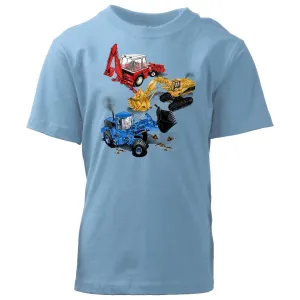 WES Construction Vehicles Diggers Tee Blue