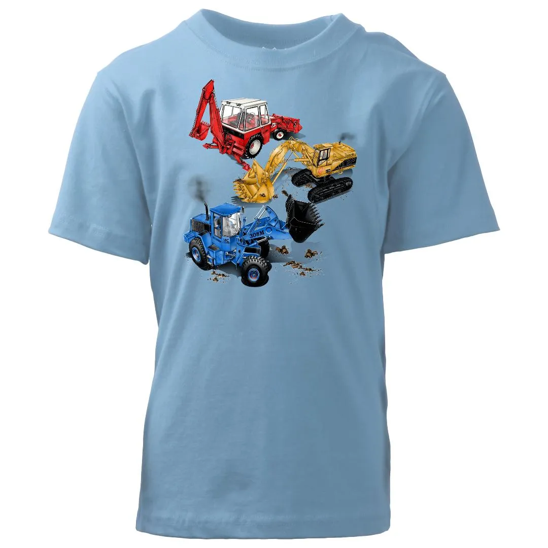 WES Construction Vehicles Diggers Tee Blue