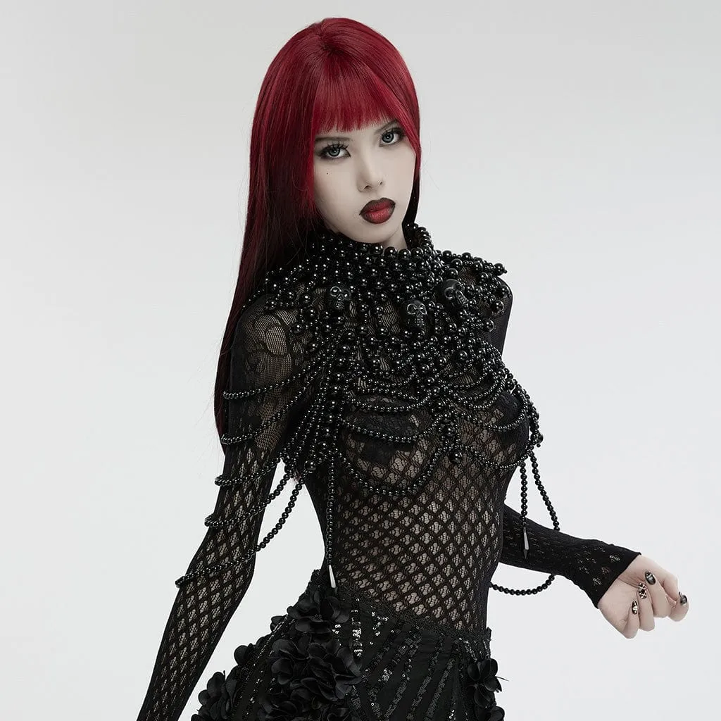 Women's Gothic Skull Layered Beaded Neckwear