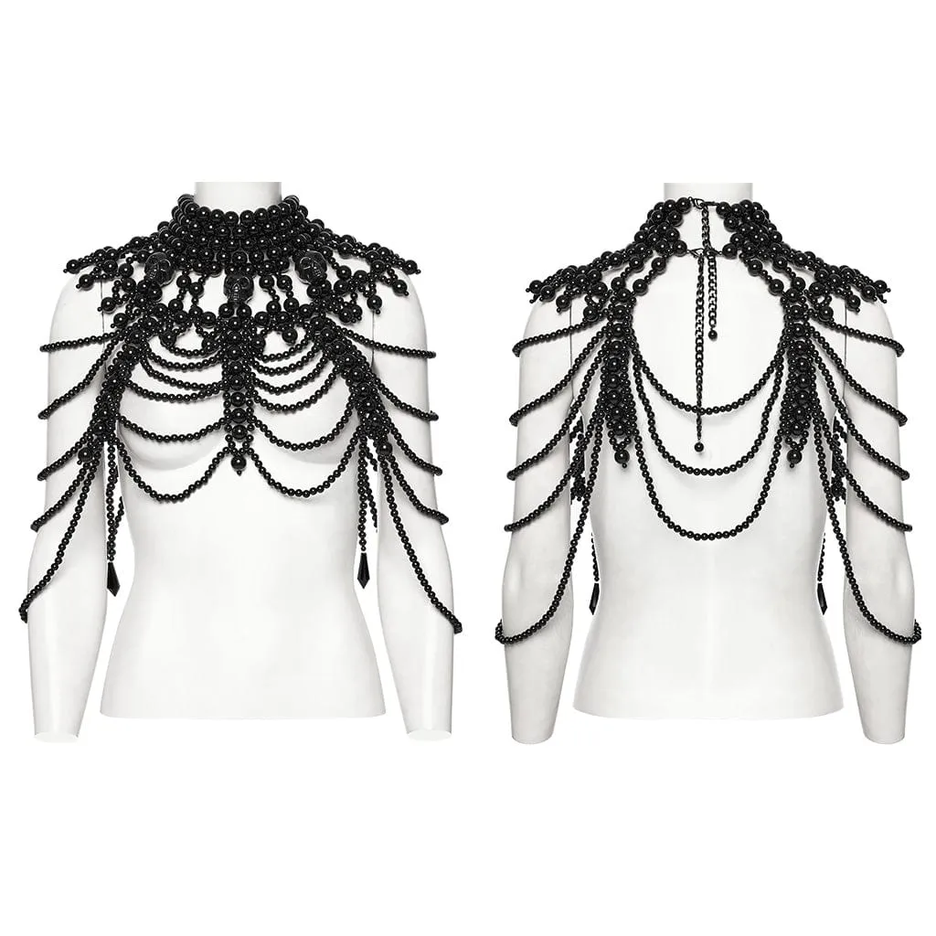 Women's Gothic Skull Layered Beaded Neckwear