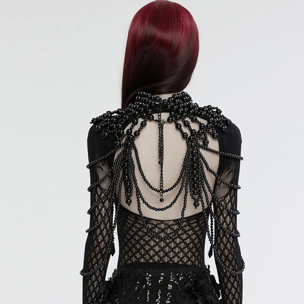 Women's Gothic Skull Layered Beaded Neckwear