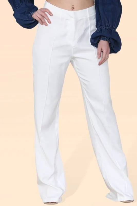 Women's White Wide Leg Pants - Casual, Breathable, High Waist, Slimming, Comfortable Palazzo Trousers for Women, Ideal for Yoga, Office Work, Dance, Vacation, School, Beach, Summer, and Cool Seasons